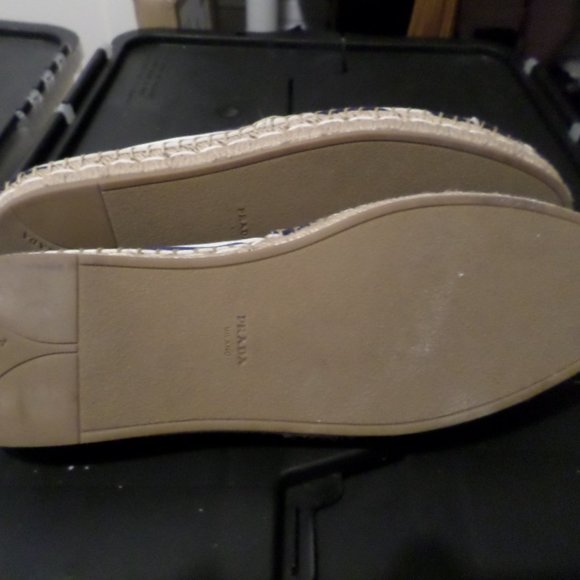 Prada Women's Calzature Donna Blue Stripe Espadrille Flats Size 40/US 9-9.5 - Picture 8 of 8